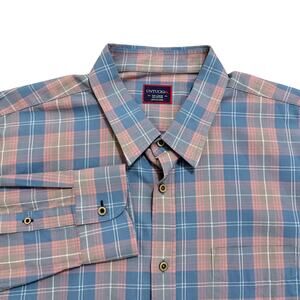 UNTUCKit Long Sleeve Button Down Shirt Pink Orange Blue Plaid Size XXL